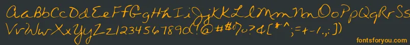 Wendyshand-Schriftart – Orangefarbene Schriften auf schwarzem Hintergrund