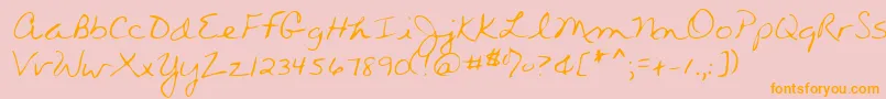 Wendyshand-Schriftart – Orangefarbene Schriften auf rosa Hintergrund