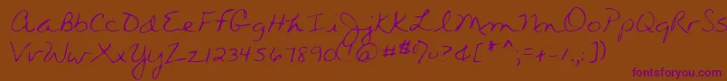 Wendyshand-Schriftart – Violette Schriften auf braunem Hintergrund