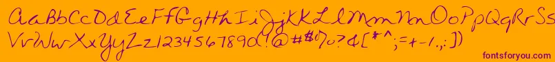 Wendyshand-Schriftart – Violette Schriften auf orangefarbenem Hintergrund