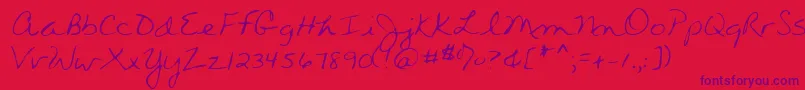 Wendyshand Font – Purple Fonts on Red Background