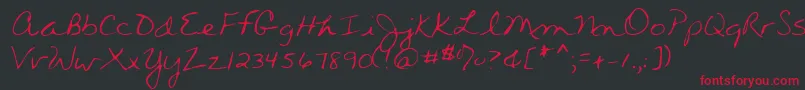 Wendyshand Font – Red Fonts on Black Background