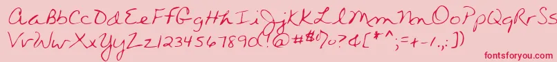 Wendyshand-Schriftart – Rote Schriften auf rosa Hintergrund