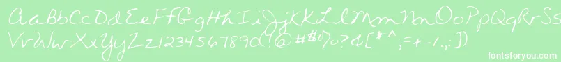 フォントWendyshand – 緑の背景に白い文字