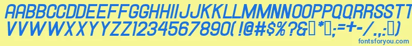 HallandaleBoldItalicJl Font – Blue Fonts on Yellow Background