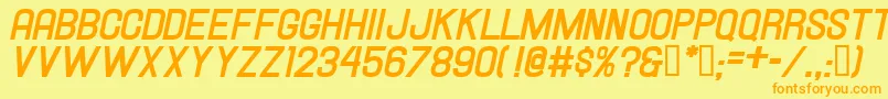 HallandaleBoldItalicJl Font – Orange Fonts on Yellow Background