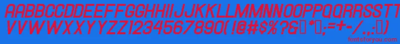 HallandaleBoldItalicJl Font – Red Fonts on Blue Background