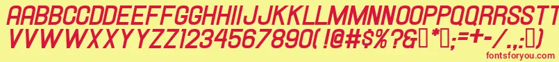 HallandaleBoldItalicJl Font – Red Fonts on Yellow Background