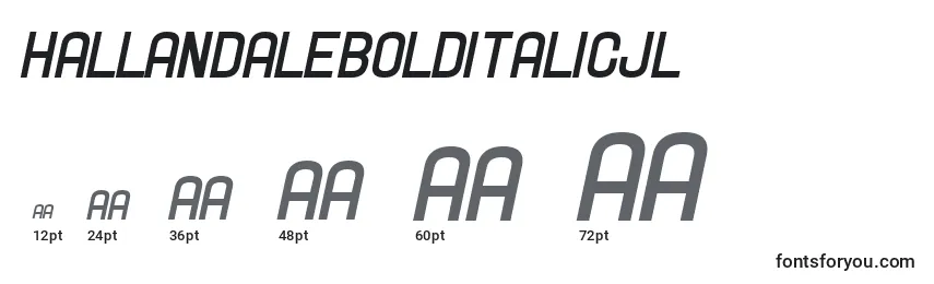 Размеры шрифта HallandaleBoldItalicJl