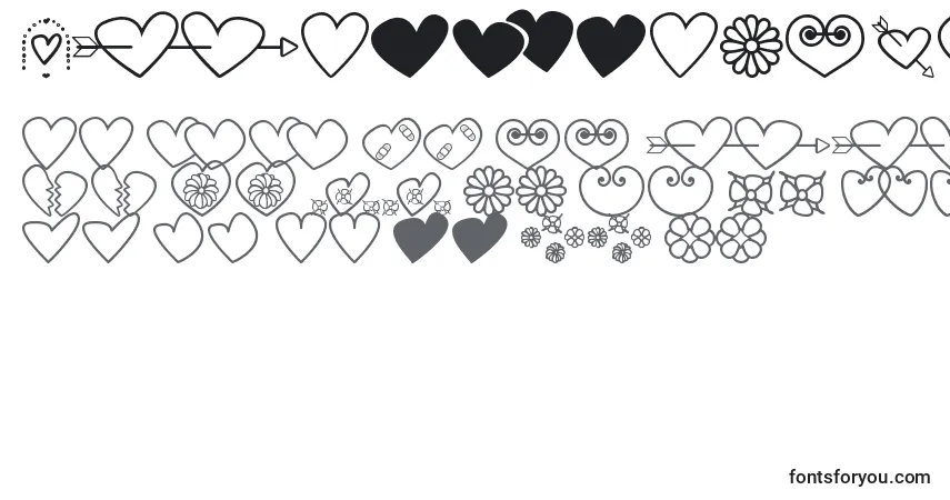 HeartsAndFlowersForValentines Font – alphabet, numbers, special characters