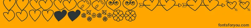 HeartsAndFlowersForValentines Font – Black Fonts on Orange Background