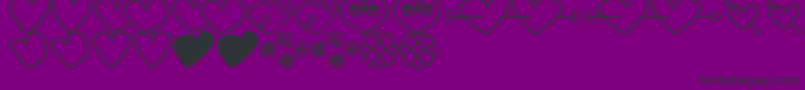 HeartsAndFlowersForValentines-fontti – mustat fontit violetilla taustalla