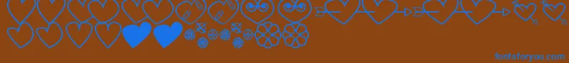 Шрифт HeartsAndFlowersForValentines – синие шрифты на коричневом фоне