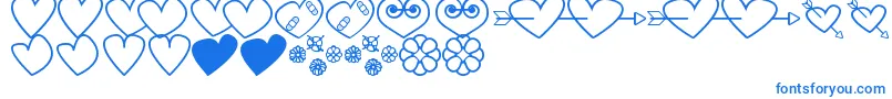 Шрифт HeartsAndFlowersForValentines – синие шрифты на белом фоне