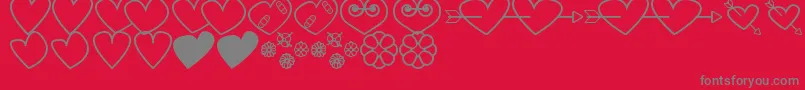 HeartsAndFlowersForValentines Font – Gray Fonts on Red Background