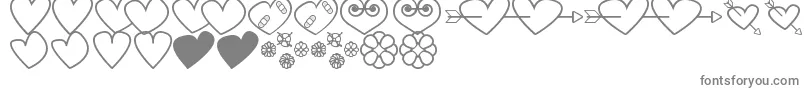 Police HeartsAndFlowersForValentines – polices grises sur fond blanc