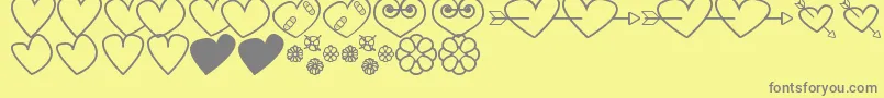 Police HeartsAndFlowersForValentines – polices grises sur fond jaune