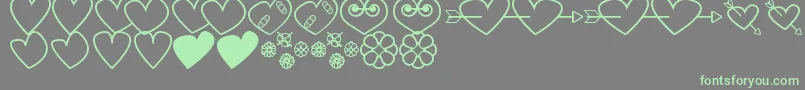 HeartsAndFlowersForValentines Font – Green Fonts on Gray Background