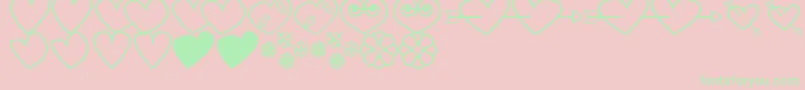 HeartsAndFlowersForValentines Font – Green Fonts on Pink Background