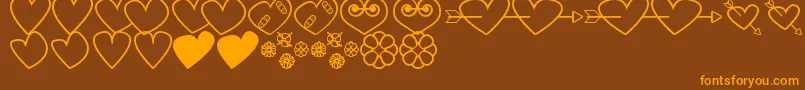 HeartsAndFlowersForValentines Font – Orange Fonts on Brown Background