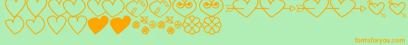 HeartsAndFlowersForValentines Font – Orange Fonts on Green Background