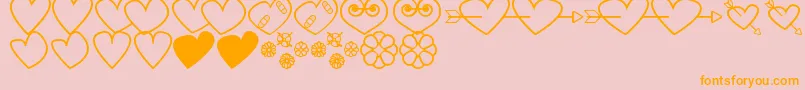 HeartsAndFlowersForValentines Font – Orange Fonts on Pink Background