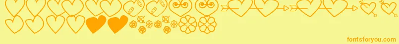HeartsAndFlowersForValentines Font – Orange Fonts on Yellow Background