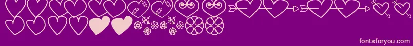 HeartsAndFlowersForValentines-Schriftart – Rosa Schriften auf violettem Hintergrund