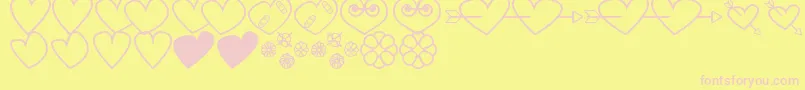 HeartsAndFlowersForValentines Font – Pink Fonts on Yellow Background