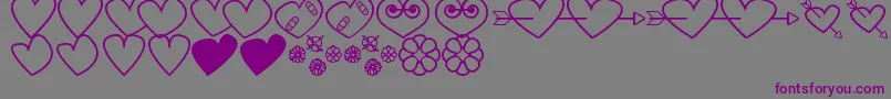 HeartsAndFlowersForValentines Font – Purple Fonts on Gray Background