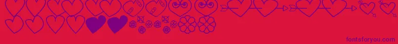 HeartsAndFlowersForValentines-fontti – violetit fontit punaisella taustalla