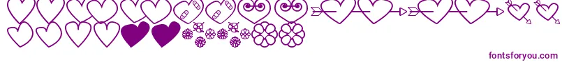 HeartsAndFlowersForValentines-Schriftart – Violette Schriften auf weißem Hintergrund
