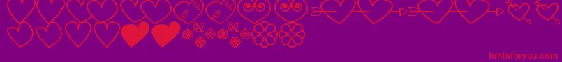 HeartsAndFlowersForValentines Font – Red Fonts on Purple Background