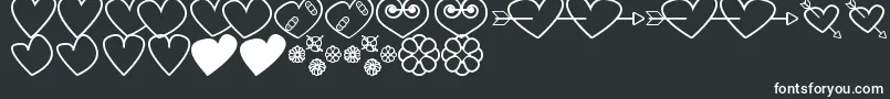 HeartsAndFlowersForValentines Font – White Fonts on Black Background