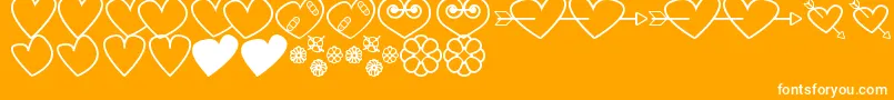 HeartsAndFlowersForValentines-Schriftart – Weiße Schriften auf orangefarbenem Hintergrund