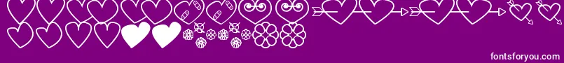 Шрифт HeartsAndFlowersForValentines – белые шрифты на фиолетовом фоне