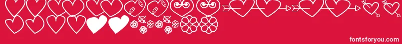 フォントHeartsAndFlowersForValentines – 赤い背景に白い文字