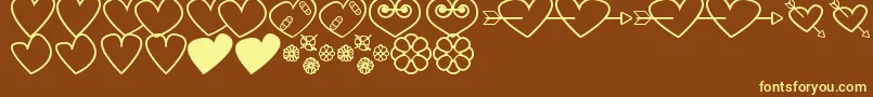 HeartsAndFlowersForValentines Font – Yellow Fonts on Brown Background