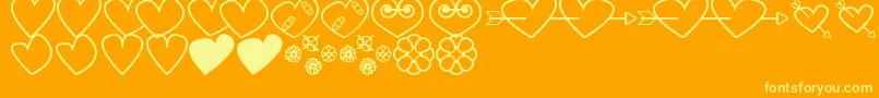 HeartsAndFlowersForValentines Font – Yellow Fonts on Orange Background