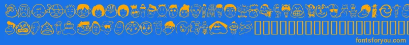 Sakabe People01 Font – Orange Fonts on Blue Background