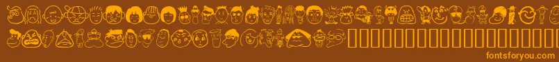フォントSakabe People01 – オレンジ色の文字が茶色の背景にあります。
