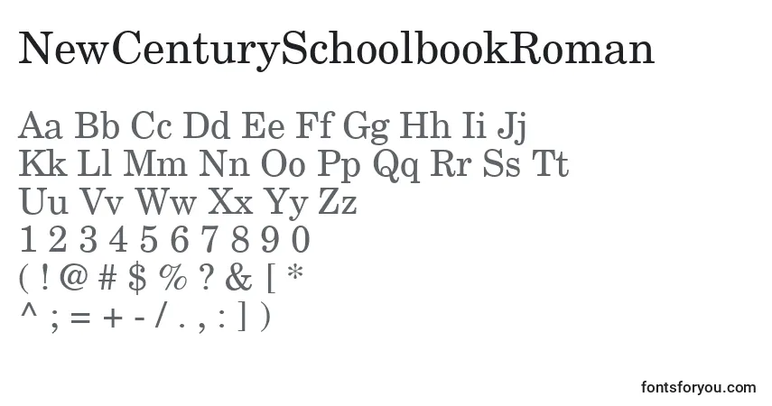 Czcionka NewCenturySchoolbookRoman – alfabet, cyfry, specjalne znaki