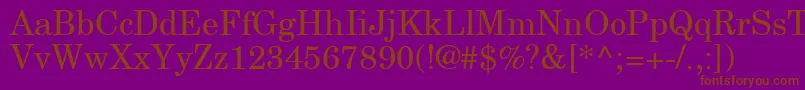 NewCenturySchoolbookRoman-Schriftart – Braune Schriften auf violettem Hintergrund