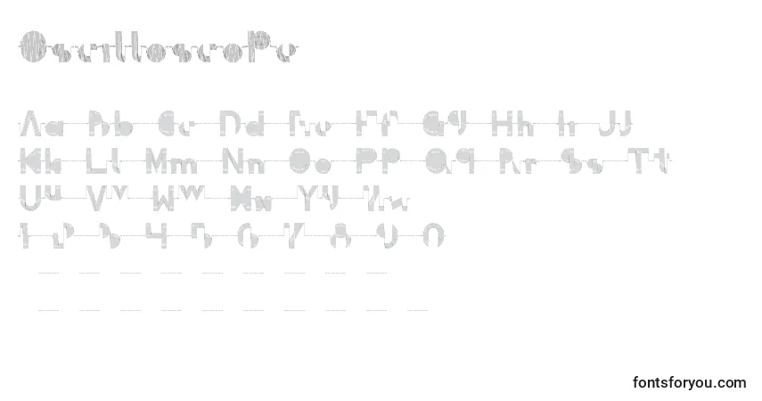 Schriftart Oscilloscope – Alphabet, Zahlen, spezielle Symbole