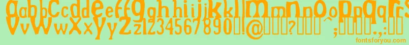 DrekNormal-Schriftart – Orangefarbene Schriften auf grünem Hintergrund