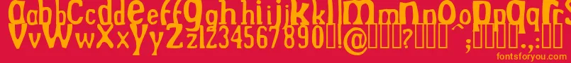 DrekNormal-Schriftart – Orangefarbene Schriften auf rotem Hintergrund