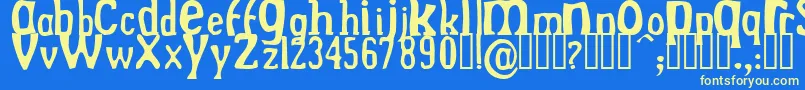 DrekNormal-Schriftart – Gelbe Schriften auf blauem Hintergrund