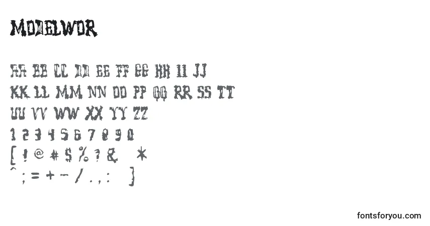Fuente Modelwor - alfabeto, números, caracteres especiales