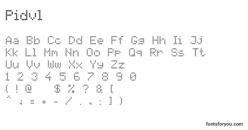 Schriftart Pidvl – Alphabet, Zahlen, spezielle Symbole