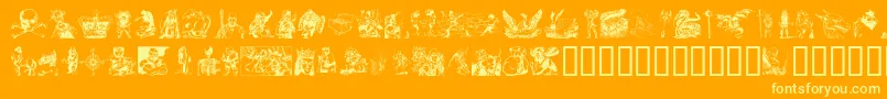 Fantclip-Schriftart – Gelbe Schriften auf orangefarbenem Hintergrund